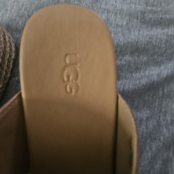 UGG Eirene Tan Leather Wedge Sandals with Braided Detail Size 8 - Picture 2 of 9